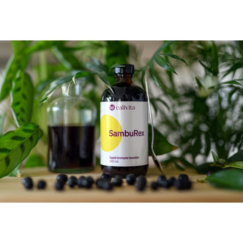 Ingrijire personala si Cosmetice - Sanatate si wellness - Suplimente alimentare - Alte suplimente alimentare - SambuRex Complex Nutritiv pentru Imunitate din Extract de Soc negru cu Echinaceea Vitamina C si Zinc (240 ml) - CaliVita - Infinity.ro