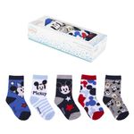 Fashion, accesorii si bijuterii - Copii - Lenjerie si pijamale copii - Sosete si dresuri copii - Set 5 Sosete bebe Mickey Mouse, Multicolor, Marime 17/18 - Infinity.ro