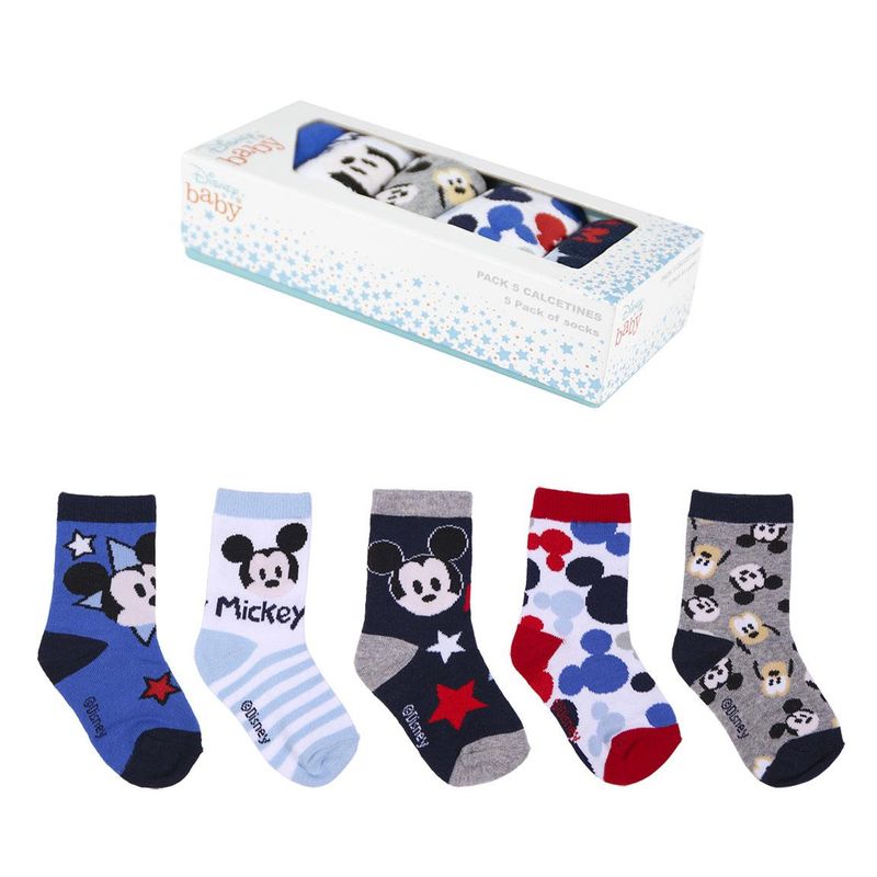 Fashion, accesorii si bijuterii - Copii - Lenjerie si pijamale copii - Sosete si dresuri copii - Set 5 Sosete bebe Mickey Mouse, Multicolor, Marime 17/18 - Infinity.ro