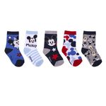 Fashion, accesorii si bijuterii - Copii - Lenjerie si pijamale copii - Sosete si dresuri copii - Set 5 Sosete bebe Mickey Mouse, Multicolor, Marime 17/18 - Infinity.ro