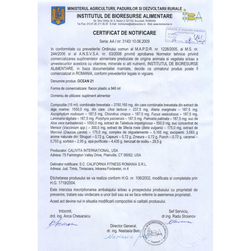 Ingrijire personala si Cosmetice - Sanatate si wellness - Suplimente alimentare - Alte suplimente alimentare - Suc de Aloe Vera si Alge Ocean 21 – Formula Completa pentru Detoxifiere, Vitalitate si Imunitate (946ml) - Calivita - Infinity.ro