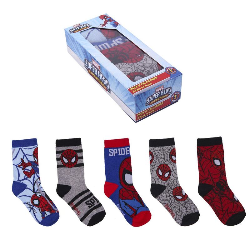 Fashion, accesorii si bijuterii - Copii - Lenjerie si pijamale copii - Sosete si dresuri copii - Set 5 sosete baieti Spiderman,Multicolor, Marime 19/22 Multicolor 19-22 EU - Infinity.ro