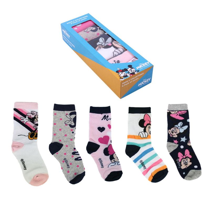 Fashion, accesorii si bijuterii - Copii - Lenjerie si pijamale copii - Sosete si dresuri copii - Set 5 sosete fete Minnie Mouse,Multicolor, Marime 25/30 Multicolor 25-30 EU - Infinity.ro