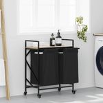 Casa si Gradina - Sanitare - Suporturi si accesorii baie - Accesorii baie - Cos de rufe 2 compartimente cu roti stejar sonoma - Infinity.ro