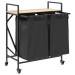 Casa si Gradina - Sanitare - Suporturi si accesorii baie - Accesorii baie - Cos de rufe 2 compartimente cu roti stejar sonoma - Infinity.ro