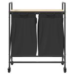 Casa si Gradina - Sanitare - Suporturi si accesorii baie - Accesorii baie - Cos de rufe 2 compartimente cu roti stejar sonoma - Infinity.ro