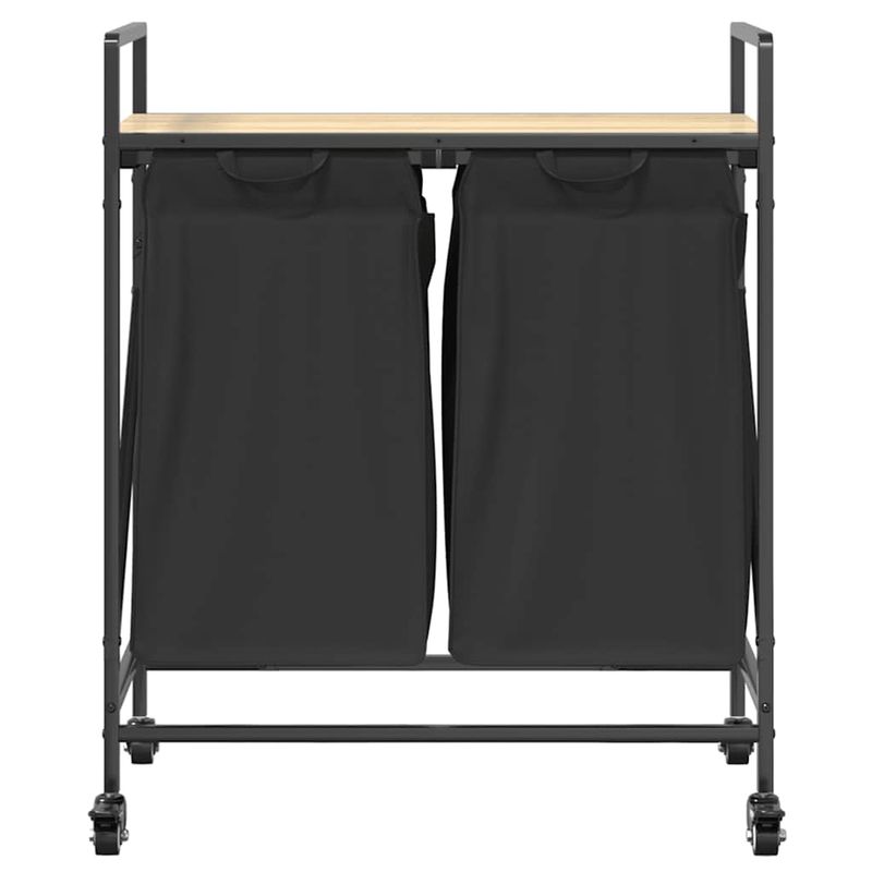 Casa si Gradina - Sanitare - Suporturi si accesorii baie - Accesorii baie - Cos de rufe 2 compartimente cu roti stejar sonoma - Infinity.ro