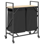 Casa si Gradina - Sanitare - Suporturi si accesorii baie - Accesorii baie - Cos de rufe 2 compartimente cu roti stejar sonoma - Infinity.ro