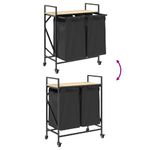 Casa si Gradina - Sanitare - Suporturi si accesorii baie - Accesorii baie - Cos de rufe 2 compartimente cu roti stejar sonoma - Infinity.ro