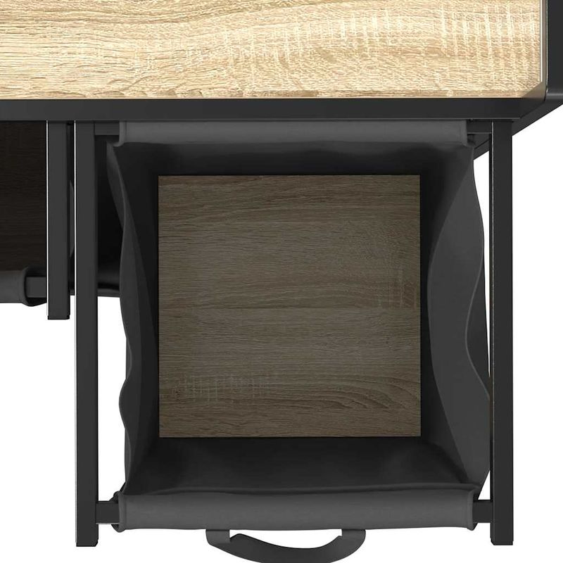 Casa si Gradina - Sanitare - Suporturi si accesorii baie - Accesorii baie - Cos de rufe 2 compartimente cu roti stejar sonoma - Infinity.ro