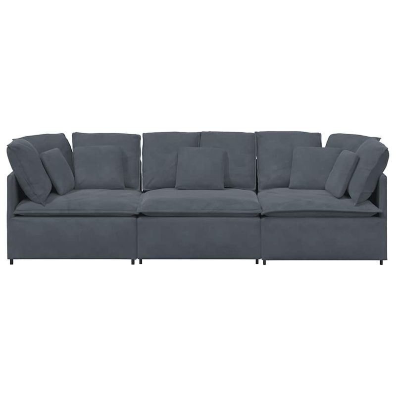 Casa si Gradina - Mobilier - Canapele si coltare - Canapele - Canapea modulara cu perne catifea gri inchis - Infinity.ro