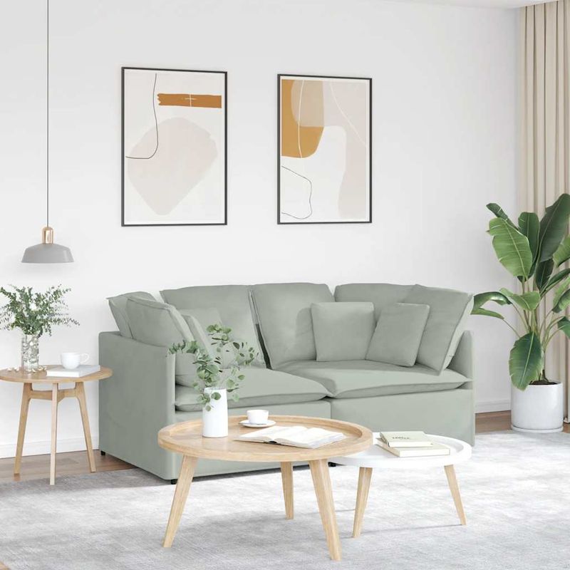 Casa si Gradina - Mobilier - Canapele si coltare - Canapele - Canapea modulara cu perne, gri deschis, catifea - Infinity.ro