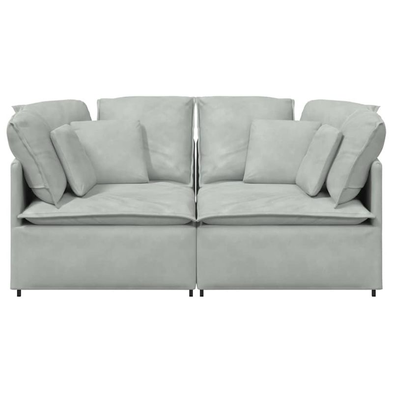 Casa si Gradina - Mobilier - Canapele si coltare - Canapele - Canapea modulara cu perne, gri deschis, catifea - Infinity.ro