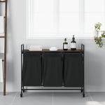 Casa si Gradina - Sanitare - Suporturi si accesorii baie - Accesorii baie - Cos de rufe 3 compartimente cu roti stejar maro - Infinity.ro