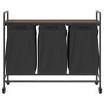 Casa si Gradina - Sanitare - Suporturi si accesorii baie - Accesorii baie - Cos de rufe 3 compartimente cu roti stejar maro - Infinity.ro