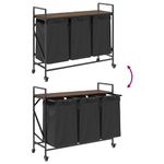 Casa si Gradina - Sanitare - Suporturi si accesorii baie - Accesorii baie - Cos de rufe 3 compartimente cu roti stejar maro - Infinity.ro