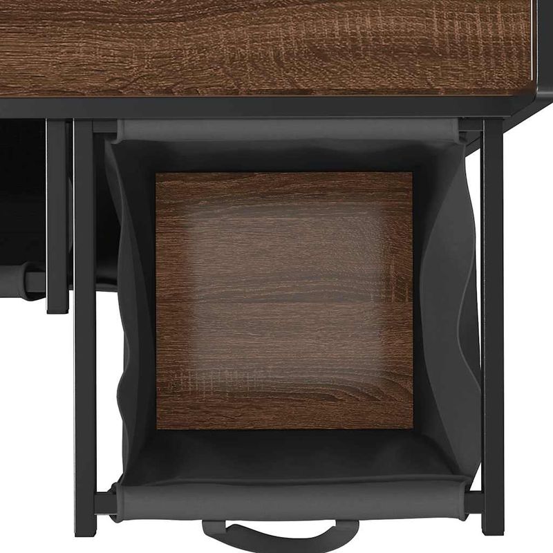 Casa si Gradina - Sanitare - Suporturi si accesorii baie - Accesorii baie - Cos de rufe 3 compartimente cu roti stejar maro - Infinity.ro