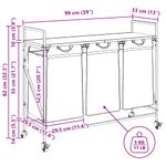 Casa si Gradina - Sanitare - Suporturi si accesorii baie - Accesorii baie - Cos de rufe 3 compartimente cu roti stejar maro - Infinity.ro