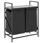 Casa si Gradina - Sanitare - Suporturi si accesorii baie - Accesorii baie - Cos de rufe 2 compartimente cu raft sonoma gri - Infinity.ro