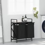 Casa si Gradina - Sanitare - Suporturi si accesorii baie - Accesorii baie - Cos de rufe 2 compartimente cu raft sonoma gri - Infinity.ro