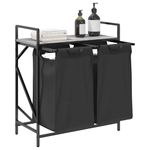 Casa si Gradina - Sanitare - Suporturi si accesorii baie - Accesorii baie - Cos de rufe 2 compartimente cu raft sonoma gri - Infinity.ro