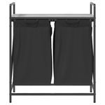 Casa si Gradina - Sanitare - Suporturi si accesorii baie - Accesorii baie - Cos de rufe 2 compartimente cu raft sonoma gri - Infinity.ro