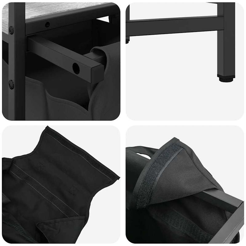 Casa si Gradina - Sanitare - Suporturi si accesorii baie - Accesorii baie - Cos de rufe 2 compartimente cu raft sonoma gri - Infinity.ro