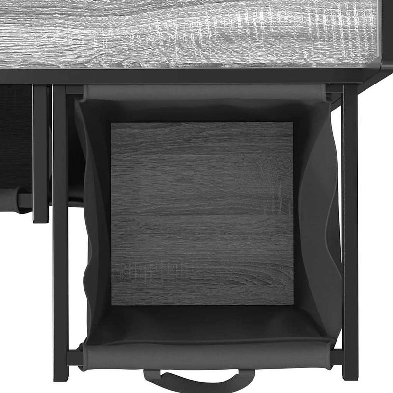 Casa si Gradina - Sanitare - Suporturi si accesorii baie - Accesorii baie - Cos de rufe 2 compartimente cu raft sonoma gri - Infinity.ro