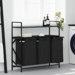 Casa si Gradina - Sanitare - Suporturi si accesorii baie - Accesorii baie - Cos de rufe 3 compartimente cu rafturi stejar negru - Infinity.ro