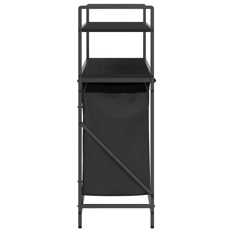 Casa si Gradina - Sanitare - Suporturi si accesorii baie - Accesorii baie - Cos de rufe 3 compartimente cu rafturi stejar negru - Infinity.ro