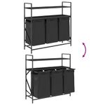 Casa si Gradina - Sanitare - Suporturi si accesorii baie - Accesorii baie - Cos de rufe 3 compartimente cu rafturi stejar negru - Infinity.ro