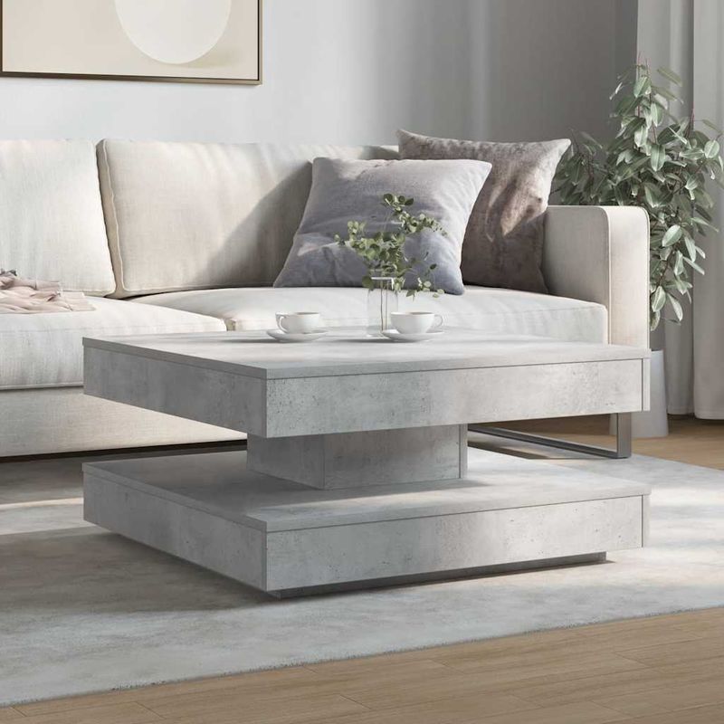 Casa si Gradina - Mobilier - Mese si birouri - Masute de cafea - Masuta cafea rotativa 360 grade, gri beton 70x70x34,5 cm - Infinity.ro