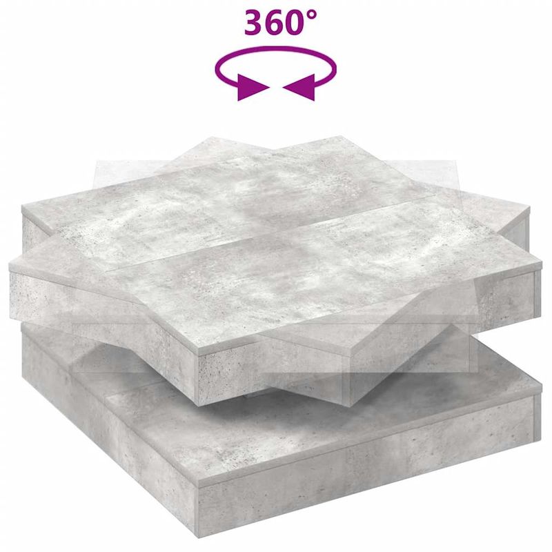 Casa si Gradina - Mobilier - Mese si birouri - Masute de cafea - Masuta cafea rotativa 360 grade, gri beton 70x70x34,5 cm - Infinity.ro
