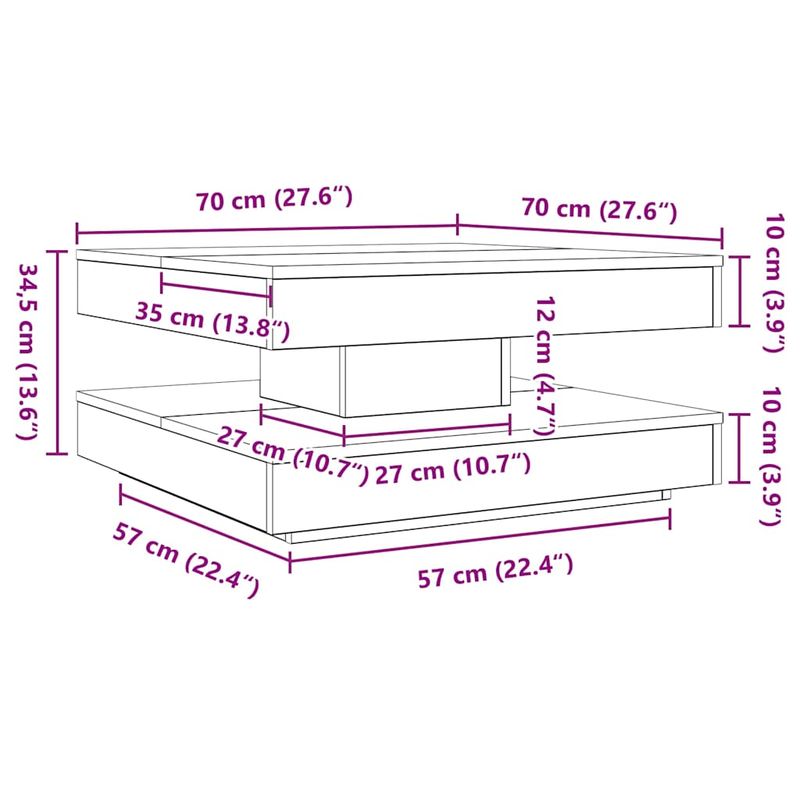 Casa si Gradina - Mobilier - Mese si birouri - Masute de cafea - Masuta cafea rotativa 360 grade, gri beton 70x70x34,5 cm - Infinity.ro
