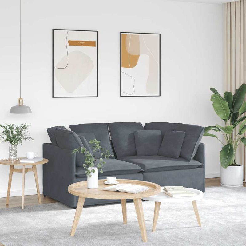 Casa si Gradina - Mobilier - Canapele si coltare - Canapele - Canapea modulara cu perne catifea gri inchis - Infinity.ro