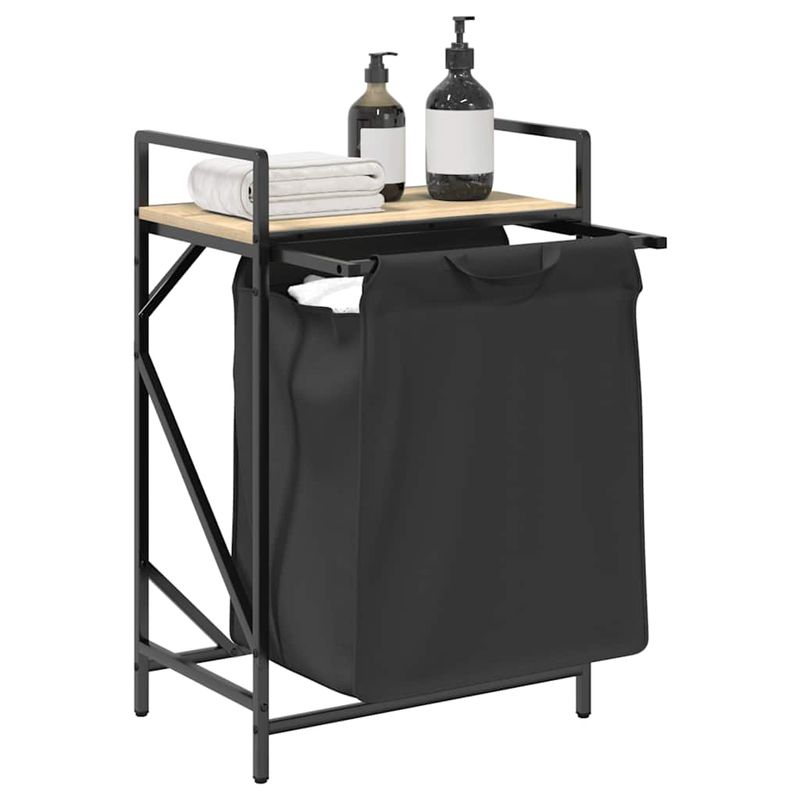 Casa si Gradina - Sanitare - Suporturi si accesorii baie - Accesorii baie - Cos de rufe 1 compartiment cu raft stejar sonoma - Infinity.ro