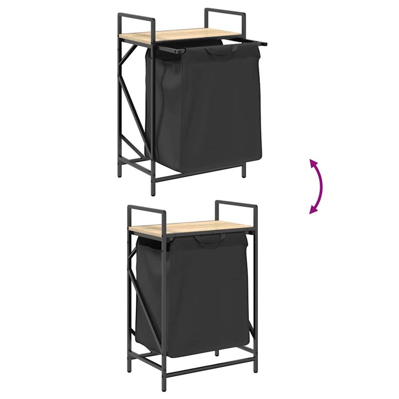 Casa si Gradina - Sanitare - Suporturi si accesorii baie - Accesorii baie - Cos de rufe 1 compartiment cu raft stejar sonoma - Infinity.ro