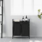 Casa si Gradina - Sanitare - Suporturi si accesorii baie - Accesorii baie - Cos de rufe 2 compartimente cu raft stejar negru - Infinity.ro