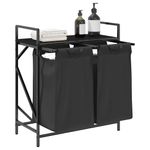 Casa si Gradina - Sanitare - Suporturi si accesorii baie - Accesorii baie - Cos de rufe 2 compartimente cu raft stejar negru - Infinity.ro