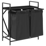 Casa si Gradina - Sanitare - Suporturi si accesorii baie - Accesorii baie - Cos de rufe 2 compartimente cu raft stejar negru - Infinity.ro