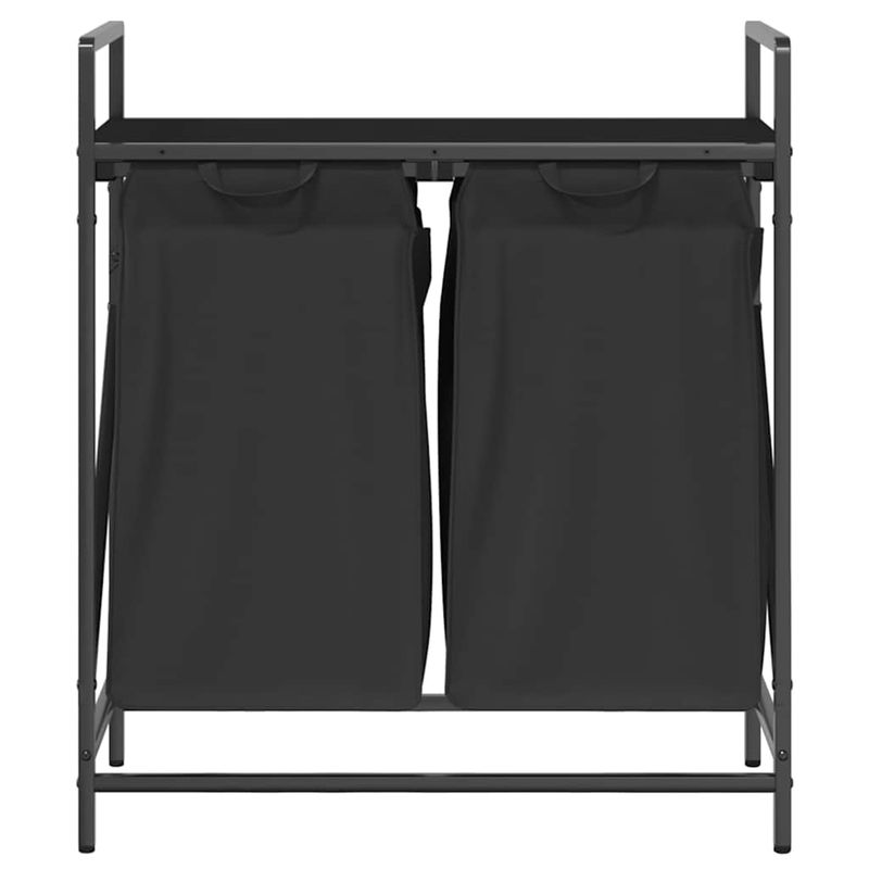 Casa si Gradina - Sanitare - Suporturi si accesorii baie - Accesorii baie - Cos de rufe 2 compartimente cu raft stejar negru - Infinity.ro