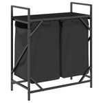 Casa si Gradina - Sanitare - Suporturi si accesorii baie - Accesorii baie - Cos de rufe 2 compartimente cu raft stejar negru - Infinity.ro