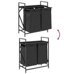 Casa si Gradina - Sanitare - Suporturi si accesorii baie - Accesorii baie - Cos de rufe 2 compartimente cu raft stejar negru - Infinity.ro