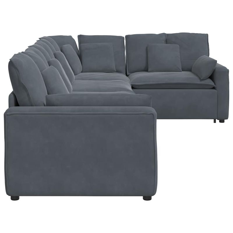 Casa si Gradina - Mobilier - Canapele si coltare - Canapele - Canapea modulara cu perne catifea gri inchis - Infinity.ro
