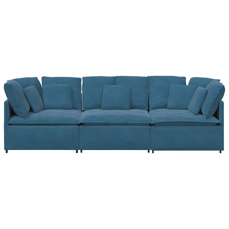 Casa si Gradina - Mobilier - Canapele si coltare - Canapele - Canapea modulara cu perne, albastru, catifea - Infinity.ro