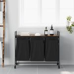 Casa si Gradina - Sanitare - Suporturi si accesorii baie - Accesorii baie - Cos de rufe 3 compartimente cu roti stejar fumuriu - Infinity.ro