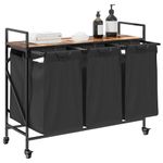 Casa si Gradina - Sanitare - Suporturi si accesorii baie - Accesorii baie - Cos de rufe 3 compartimente cu roti stejar fumuriu - Infinity.ro