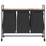 Casa si Gradina - Sanitare - Suporturi si accesorii baie - Accesorii baie - Cos de rufe 3 compartimente cu roti stejar fumuriu - Infinity.ro