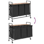 Casa si Gradina - Sanitare - Suporturi si accesorii baie - Accesorii baie - Cos de rufe 3 compartimente cu roti stejar fumuriu - Infinity.ro