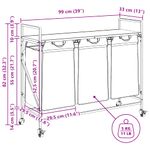 Casa si Gradina - Sanitare - Suporturi si accesorii baie - Accesorii baie - Cos de rufe 3 compartimente cu roti stejar fumuriu - Infinity.ro